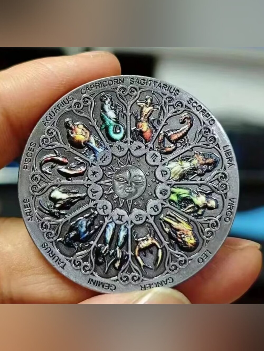 🌞 New Mystical Zodiac Coin with the 12 Sun Signs Depicted in Enamel - So Cool!